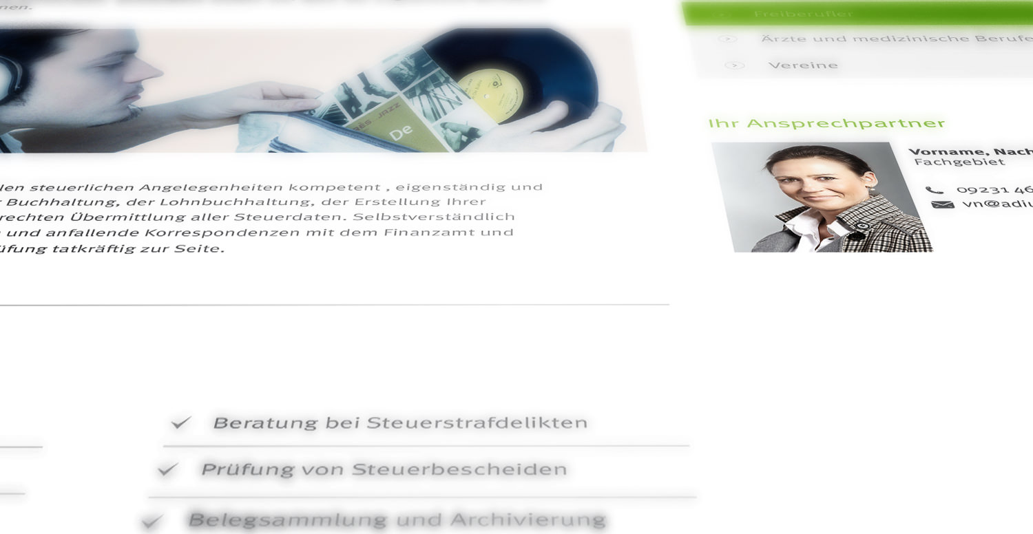 Ausschnitt der Webseite Firma ADIUVIS