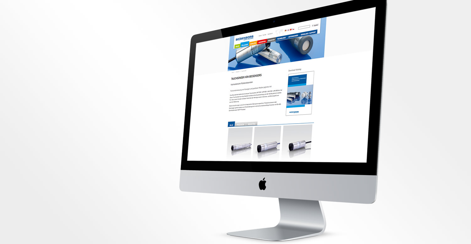 Monitor mit geöffneter BD Sensors Webseite