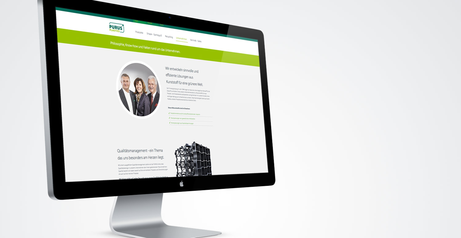 Monitor mit geöffneter PURUS PLASTICS Webseite
